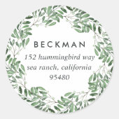 Sticker Rond Naturellement Joyeux | Adresse de retour de vacanc (Devant)