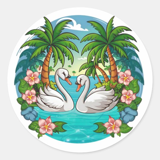 Sticker Rond NatureLovers, Swans (Devant)