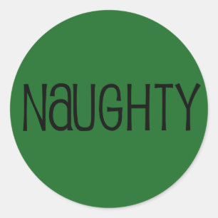 Sticker Rond Naughty and Nice Gold Christmas Holiday Gift Fun 2