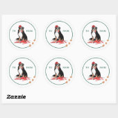 Sticker Rond Naughty Chien Aquarelle Burnese Mountain Chew Cade (Feuille)