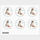 Sticker Rond Naughty Chien Aquarelle St Bernard Manger Turquie (Feuille)