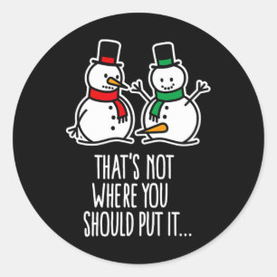 Sticker Rond Naughty Christmas Dit Dirty Snowman Cartoon Ugl