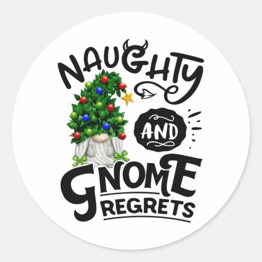 Sticker Rond Naughty Et Gnome Regrettent Noël Gnome (Devant)