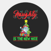 Sticker Rond Naughty Is The New Nice Christmas Santa Xmas Premi (Devant)