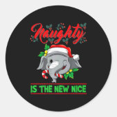 Sticker Rond Naughty Is The New Nice Christmas Santa Xmas Premi (Devant)