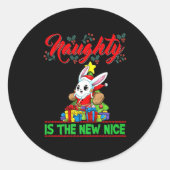 Sticker Rond Naughty Is The New Nice Christmas Santa Xmas Premi (Devant)