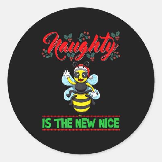 Sticker Rond Naughty Is The New Nice Christmas Santa Xmas Premi (Devant)