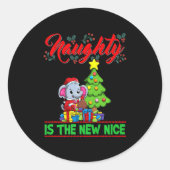Sticker Rond Naughty Is The New Nice Christmas Santa Xmas Premi (Devant)