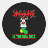 Sticker Rond Naughty Is The New Nice Christmas Santa Xmas Premi (Devant)