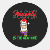 Sticker Rond Naughty Is The New Nice Christmas Santa Xmas Premi (Devant)