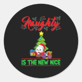 Sticker Rond Naughty Is The New Nice Christmas Santa Xmas Premi (Devant)