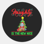 Sticker Rond Naughty Is The New Nice Christmas Santa Xmas Premi (Devant)
