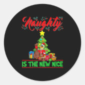 Sticker Rond Naughty Is The New Nice Christmas Santa Xmas Premi (Devant)