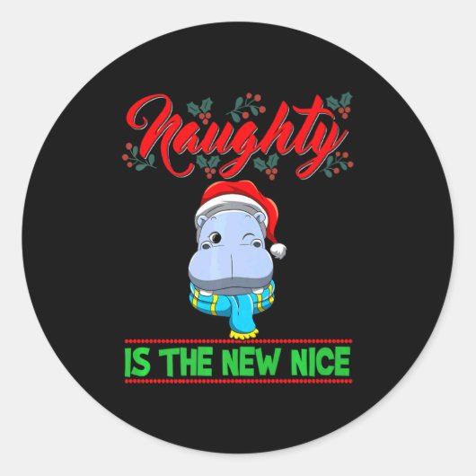 Sticker Rond Naughty Is The New Nice Christmas Santa Xmas Premi (Devant)