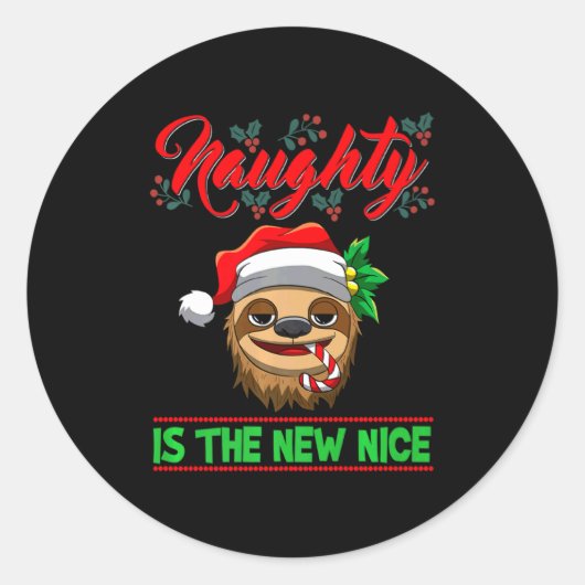 Sticker Rond Naughty Is The New Nice Christmas Santa Xmas Premi (Devant)