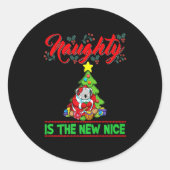 Sticker Rond Naughty Is The New Nice Christmas Santa Xmas Premi (Devant)