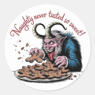 Sticker Rond Naughty Krampus Design de Noël
