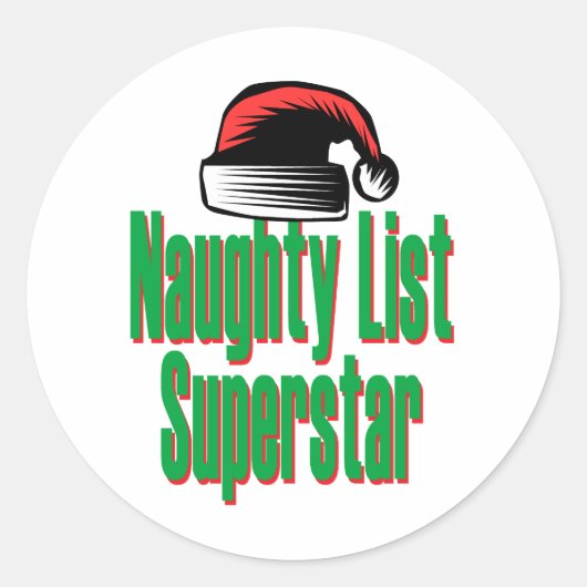 Sticker Rond Naughty List Superstar (Devant)
