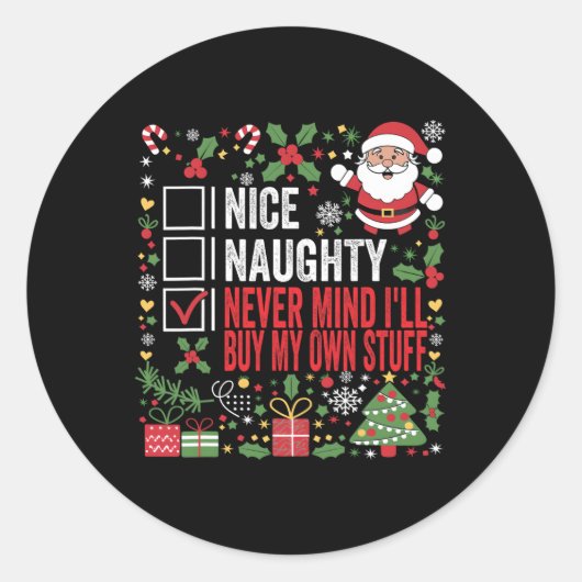 Sticker Rond Naughty Never Mind (Devant)