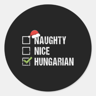 Sticker Rond Naughty Nice Hongrie Père Noël Gif de Noël