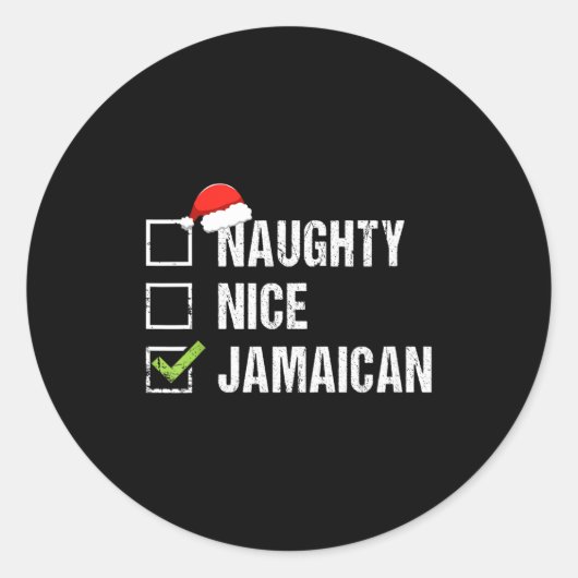 Sticker Rond Naughty Nice Jamaican Shirt Santa Hat Christmas Gi (Devant)