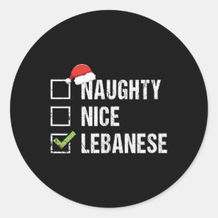Sticker Rond Naughty Nice Liban Père Noël Cadeau de Noël