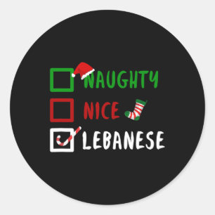 Sticker Rond Naughty Nice Libanais Drôle Liban Noël Sant
