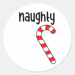 Sticker Rond Naughty Nice Matching Couples Pajamas de Noël