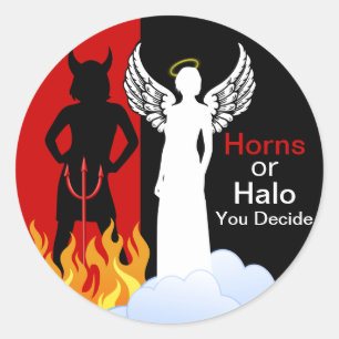 Sticker Rond Naughty ou Nice Angel Devil