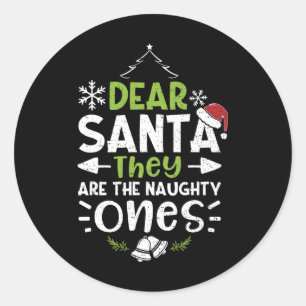 Sticker Rond Naughty Ou Nice Cher Père Noël Ils Sont Naughty -