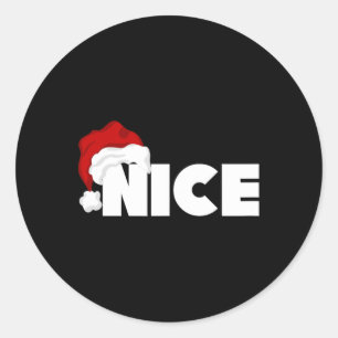 Sticker Rond Naughty Ou Nice Correspondant Noël Drôle Père Noël