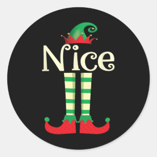 Sticker Rond Naughty Ou Nice Couple De Noël Le Nice Elf 1