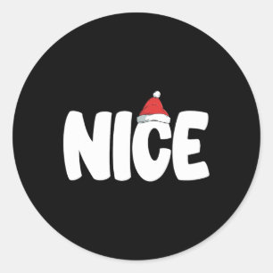 Sticker Rond Naughty Ou Nice Drôle Correspondant Famille De Noë