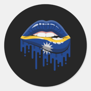Sticker Rond Nauru lèvres fierté racine drapeau