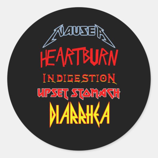 Sticker Rond Nausea Heburn Indigestion Upset Stomach Diarrhea (Devant)
