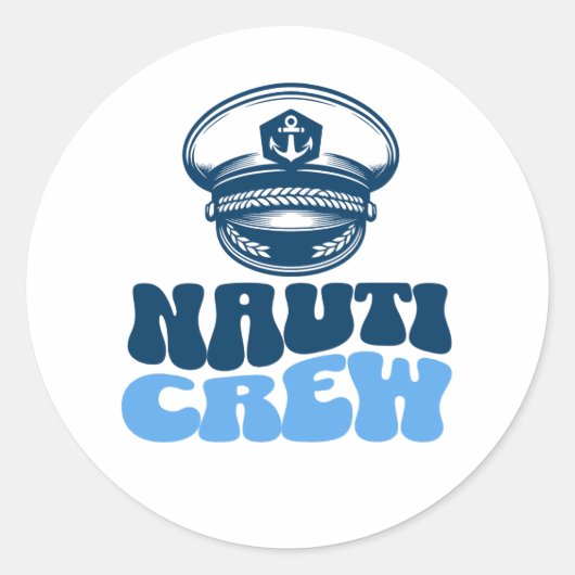 Sticker Rond Nauti Nautical bachelorette party crew (Devant)