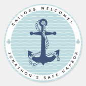Sticker Rond Nautical Anchor & Rope Safe Harbor ID1250 (Devant)