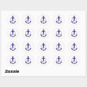 Sticker Rond Nautical Floral Stripes Wedding (Feuille)