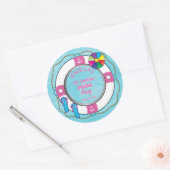 Sticker Rond Nautical Life Preserver 5e anniversaire Pool Party (Enveloppe)