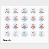 Sticker Rond Nautical Lobster Kids Happy Birthday (Feuille)