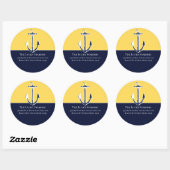 Sticker Rond Nautical Navy Mustard Yellow Ancre maison de plage (Feuille)