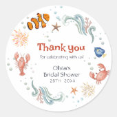 Sticker Rond Nautical Seafood She Is a Catch Bridal Shower  (Devant)