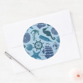Sticker Rond Nautical Shades of Blue (Enveloppe)