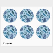 Sticker Rond Nautical Shades of Blue (Feuille)