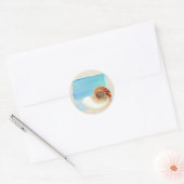 Sticker Rond Nautilus Coquillage et sable (Enveloppe)