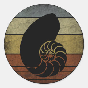 STICKER ROND NAUTILUS VINTAGE RUSTIQUE