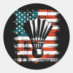 Sticker Rond Navette drapeau américain - Patriotique Usa Badmin