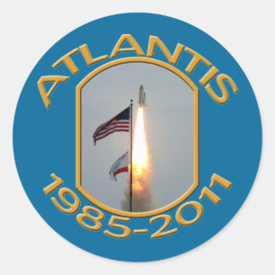 Sticker Rond Navette spatiale Atlantis Finale Lift Off Photo