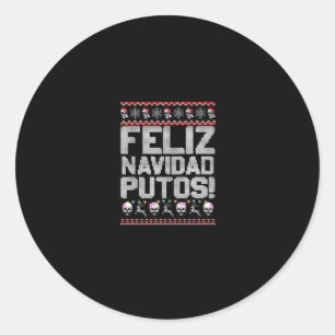 Sticker Rond Navidad Putos Funky Mexicaine Fête de Noël Laide G
