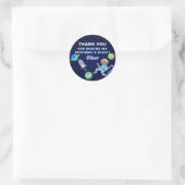 Sticker Rond Navire à fusée spatiale de l'astronaute bleu Anniv (Sac)